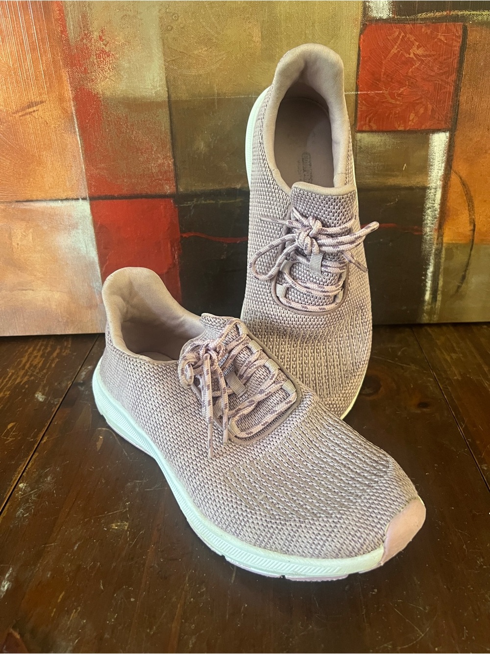 Light Pink Knit Lace-Up Women’s Sneakers
